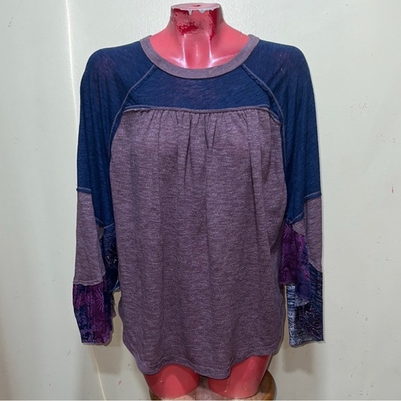 Free people oversized small boho festival prairie indie core chic top purple - Picture 2 of 3